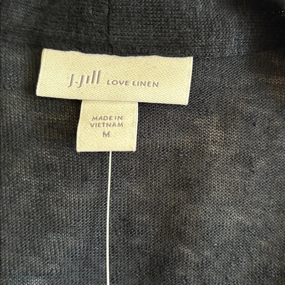 Never Worn J Jill Love Linen Navy Blue Open Front Drape Cardigan - Picture 3 of 6